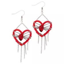 Chained Heart Dangle Earrings at Spencer's