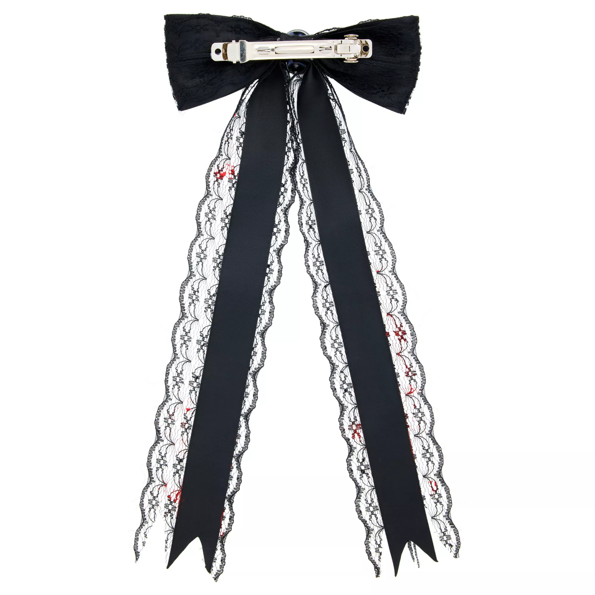 Bloody Skull Lace Bow Hair Clip
