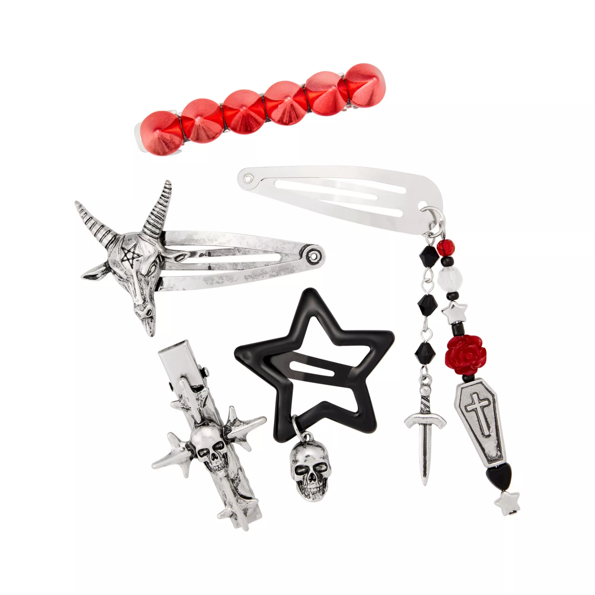 Spike and Star Hair Clips - 5 Pack