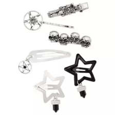 Multi-Pack Star, Pentagram and Skull Hair Clip Set - 6 Pack at Spencer's
