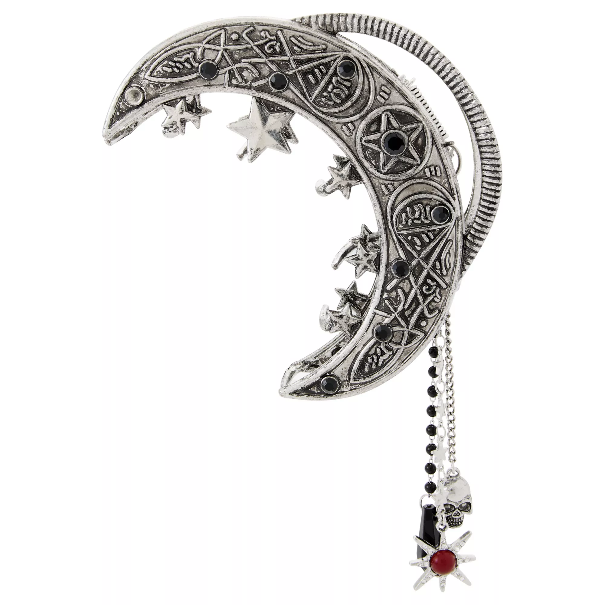 Moon and Crystal Chain Hair Clip