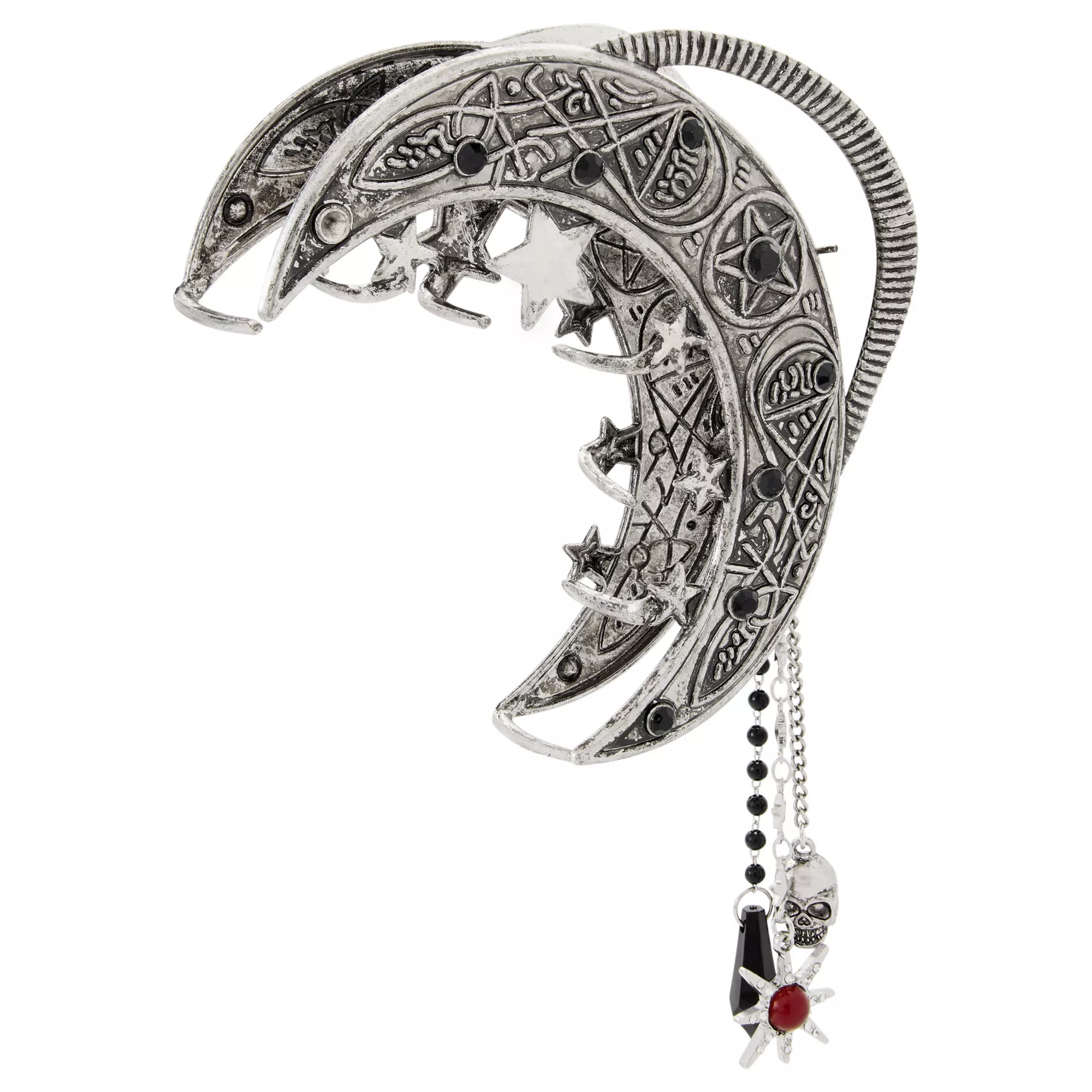 Moon and Crystal Chain Hair Clip