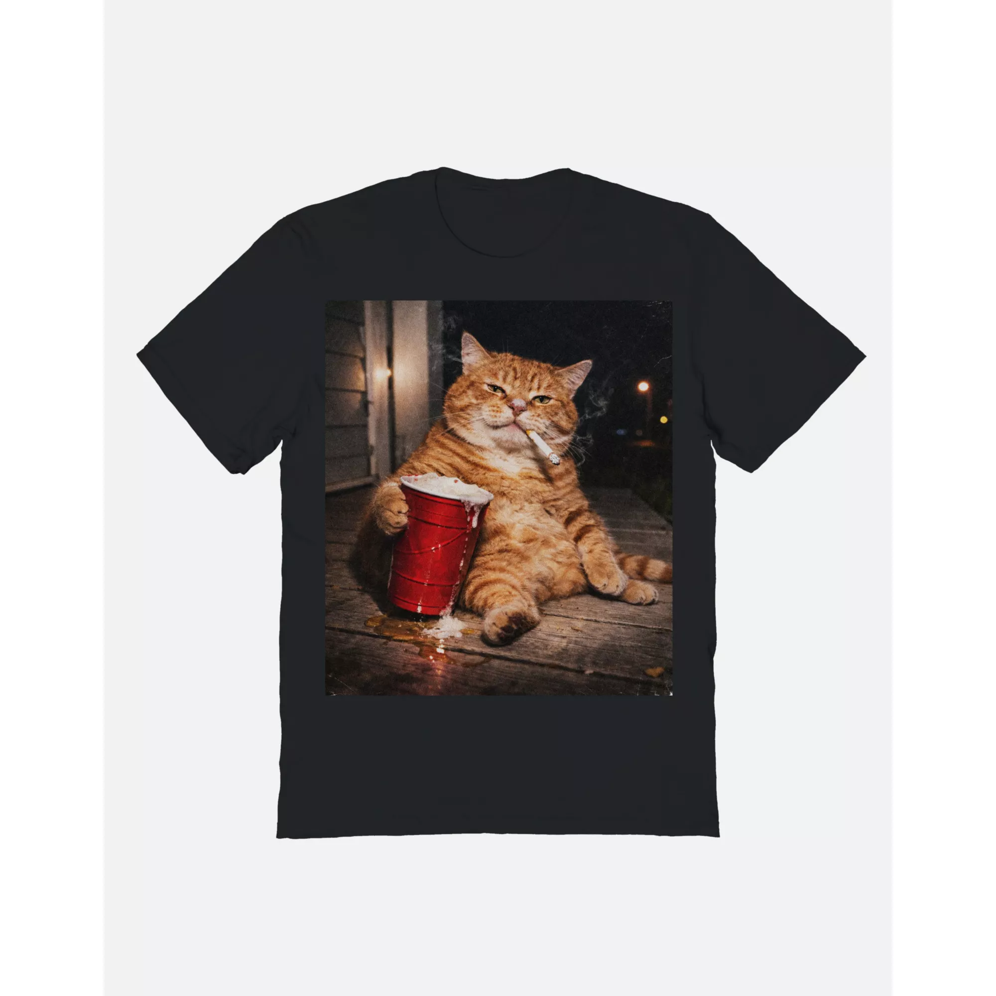 Red Cup Drinking Cat T Shirt at Spencer's