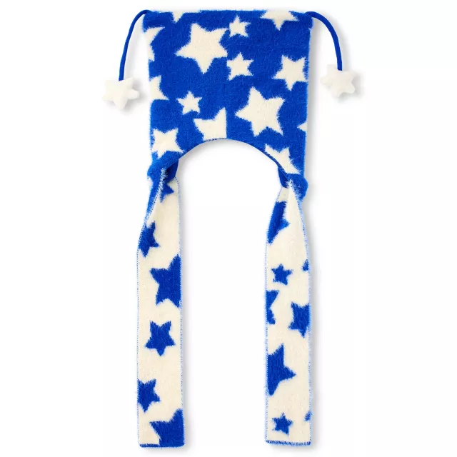 Coraline Star Print Fuzzy Square Snood Hat at Spencer's