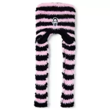 Ghost Face Pink Stripe Fuzzy Laplander Hat at Spencer's