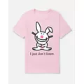 I Just Don’t Listen Happy Bunny T Shirt - Goodie Two Sleeves at Spencer's