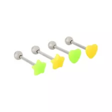 Multi-Pack Titanium Yellow and Green Star Barbells 4 Pack -14 Gauge at Spencer's