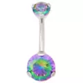 CZ ASTM F-136 Titanium Vitrail Belly Ring - 14 Gauge at Spencer's