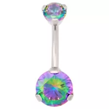 CZ ASTM F-136 Titanium Vitrail Belly Ring - 14 Gauge at Spencer's