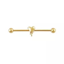 Gold-Tone Dripping Heart Industrial Barbell - 14 Gauge at Spencer's