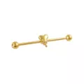 Gold-Tone Dripping Heart Industrial Barbell - 14 Gauge at Spencer's