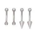 Multi-Pack ASTM F-136 Titanium Silver-Toned Clear Crystal Spike Curved Barbells 4 Pack - 16 Gauge at Spencer's