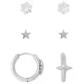 Multi-Pack CZ Star Huggie Hoop and Stud Earrings 3 Pair – 20 Gauge at Spencer's