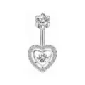 CZ Heart Halo Silver-Plated Titanium Belly Ring - 14 Gauge at Spencer's