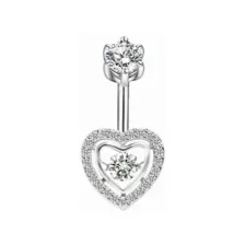 CZ Heart Halo Silver-Plated Titanium Belly Ring - 14 Gauge at Spencer's