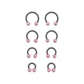 Multi-Pack Black and Pink Horseshoe Rings 8 Pack - 16 Gauge at Spencer's