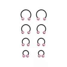 Multi-Pack Black and Pink Horseshoe Rings 8 Pack - 16 Gauge at Spencer's