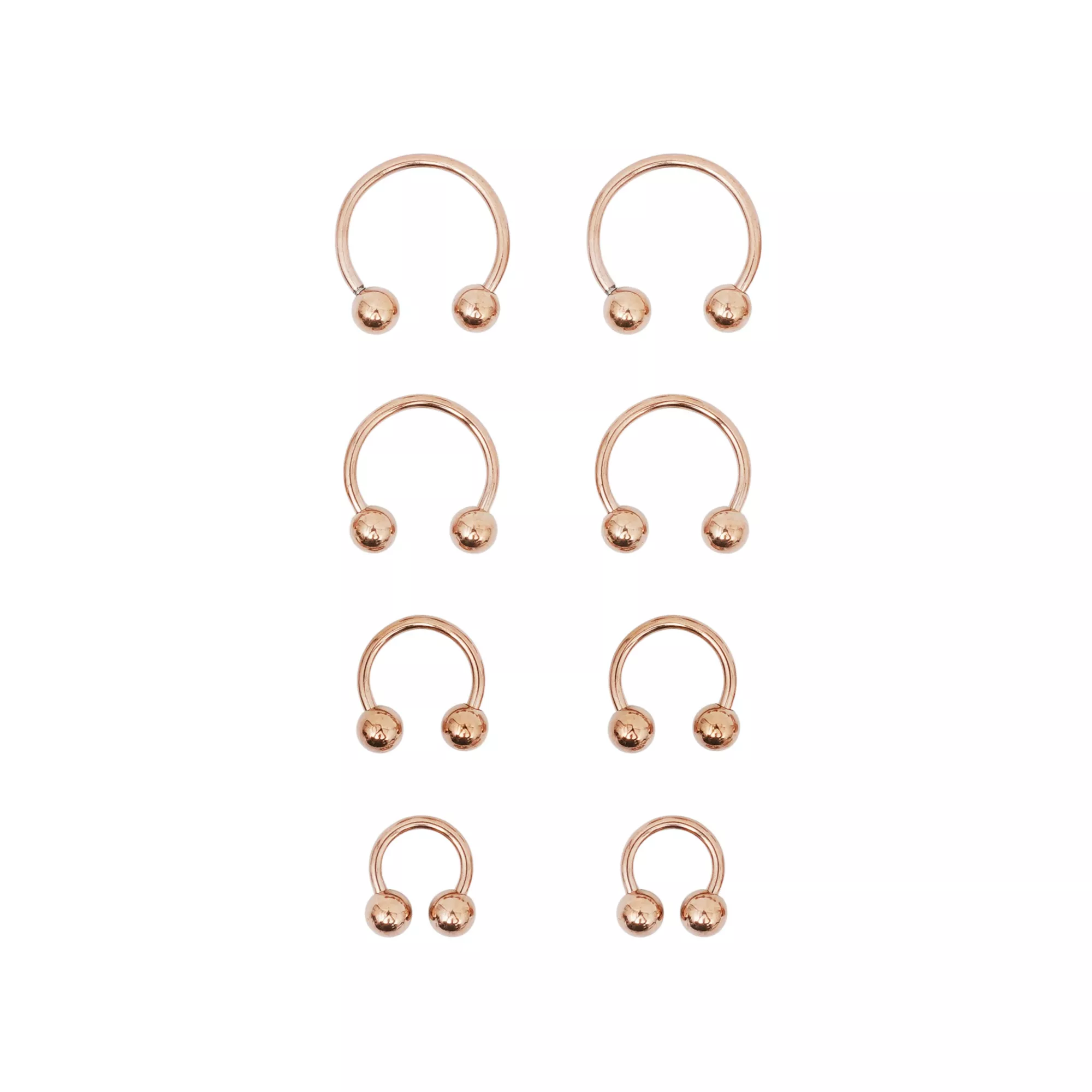 Multi-Pack Rose Gold Horseshoe Rings 8 Pack - 16 Gauge