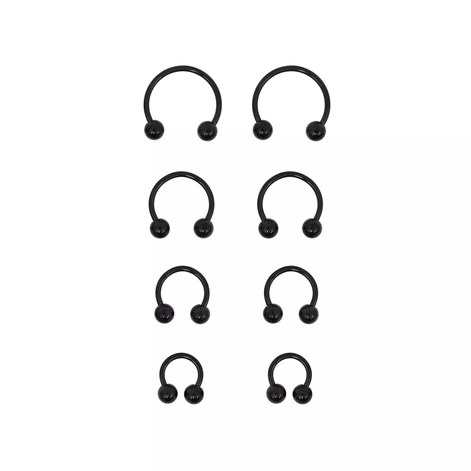 Multi-Pack Black Horseshoe Rings 8 Pack