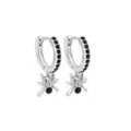 Black CZ Spider Silver-Tone Huggie Hoop Earrings - 18 Gauge at Spencer's