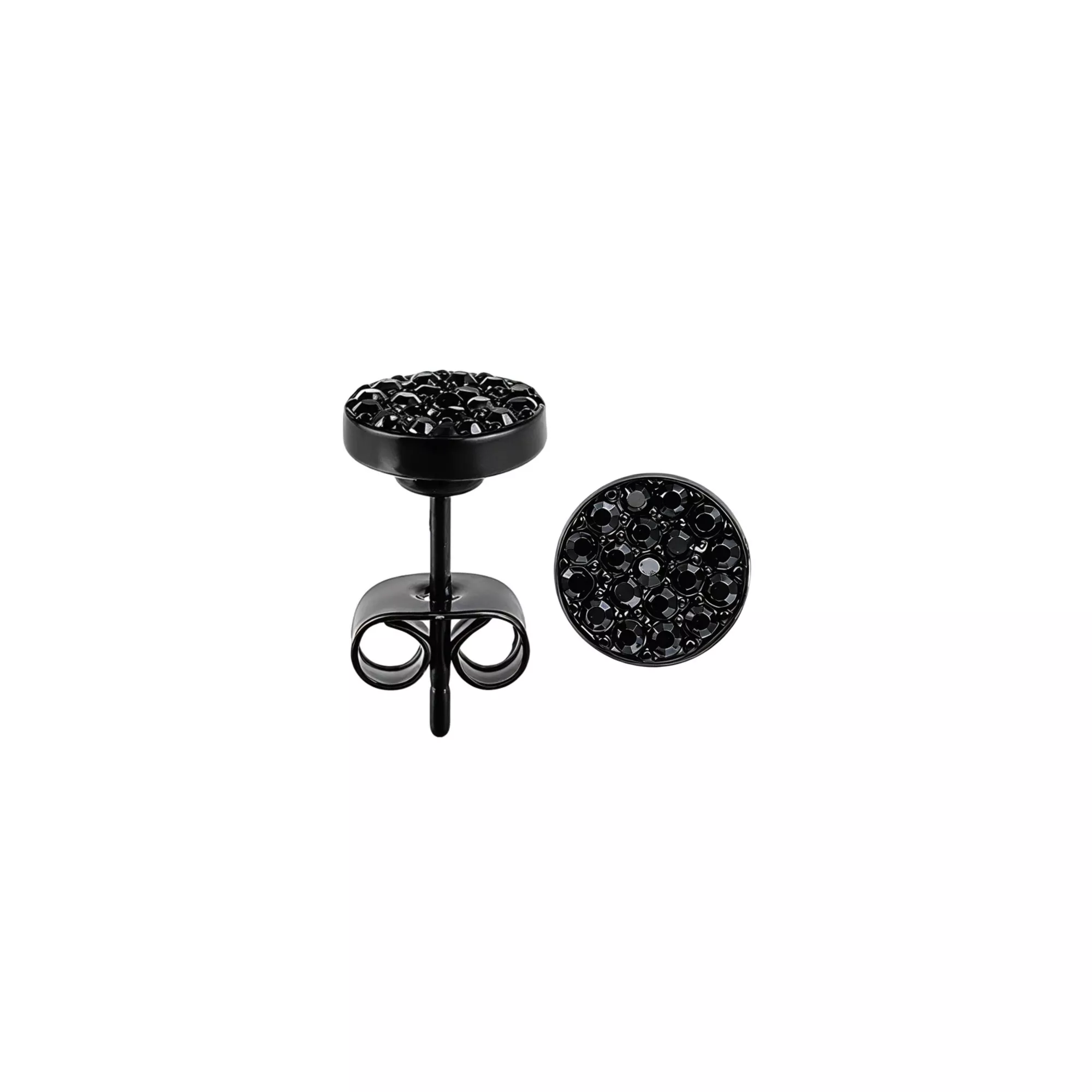 CZ Black Pavé Stud Earrings - 20 Gauge