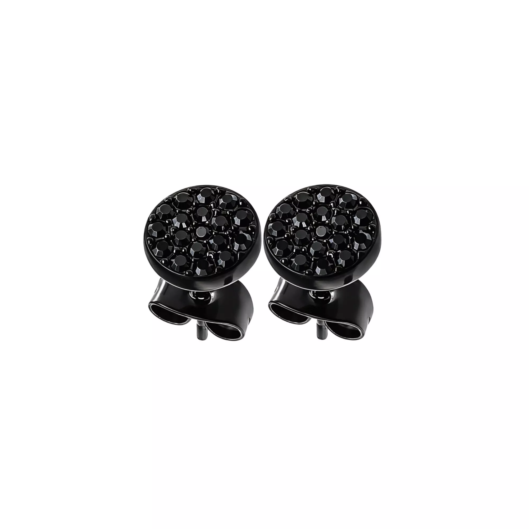 CZ Black Pavé Stud Earrings - 20 Gauge