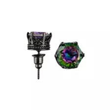 Vitrail CZ Crown Black Stud Earrings - 20 Gauge at Spencer's
