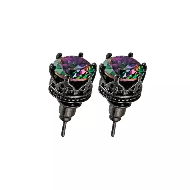 Vitrail CZ Crown Black Stud Earrings - 20 Gauge at Spencer's