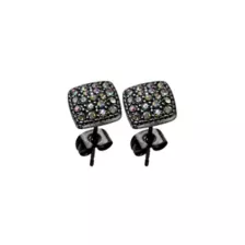 Vitrail CZ Square Pave Black Stud Earrings - 20 Gauge at Spencer's