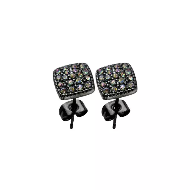 Vitrail CZ Square Pave Black Stud Earrings - 20 Gauge at Spencer's