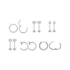 Multi-Pack CZ Silver-Tone Flower Piercings 12 Pack - 16 and 20 Gauge at Spencer's