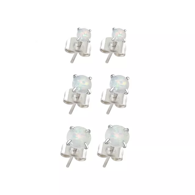 Multi-Pack CZ White Opal-Effect Stud Earrings 3 Pack - 20 Gauge at Spencer's
