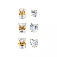 Multi-Pack Clear CZ Heart Magnetic Fake Stud Earrings - 3 Pair at Spencer's