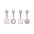 Multi-Pack ASTM F-136 Titanium AB CZ Belly Rings 4 Pack - 14 Gauge at Spencer's