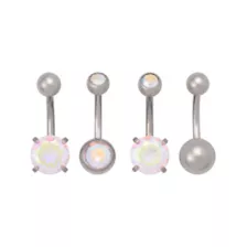 Multi-Pack ASTM F-136 Titanium AB CZ Belly Rings 4 Pack - 14 Gauge at Spencer's