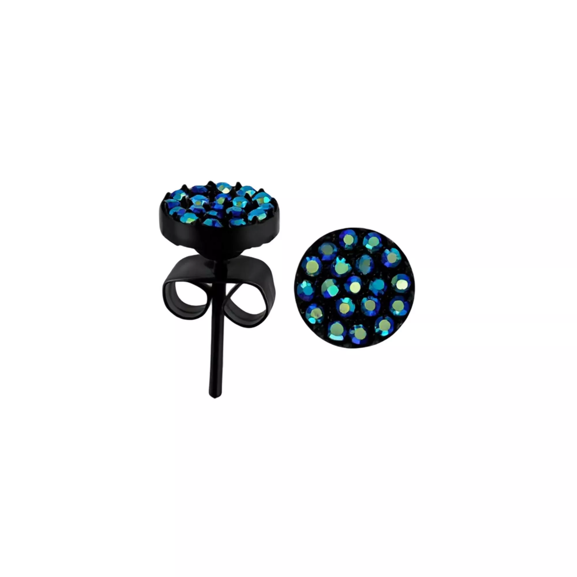Vitrail CZ Black-Tone Stud Earrings - 20 Gauge