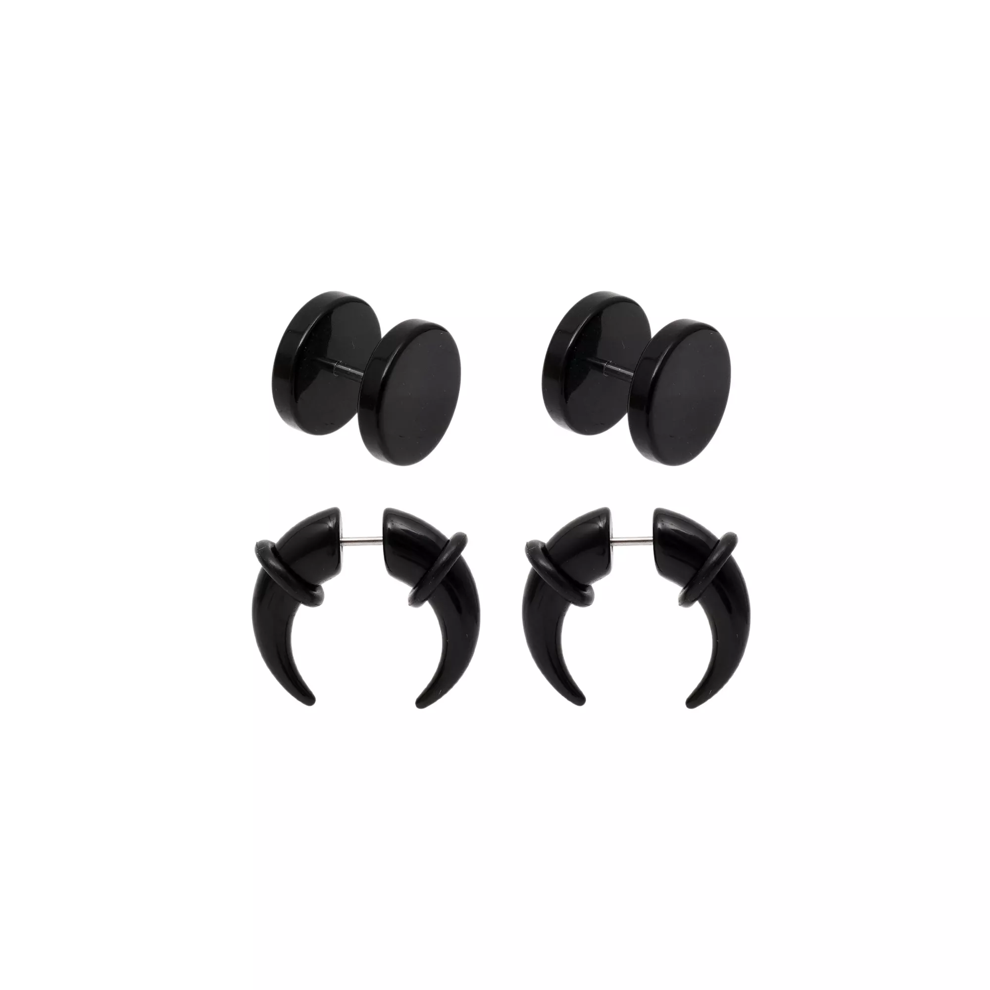 Black Faux Plugs and Pinchers 2 Pair - 18 Gauge