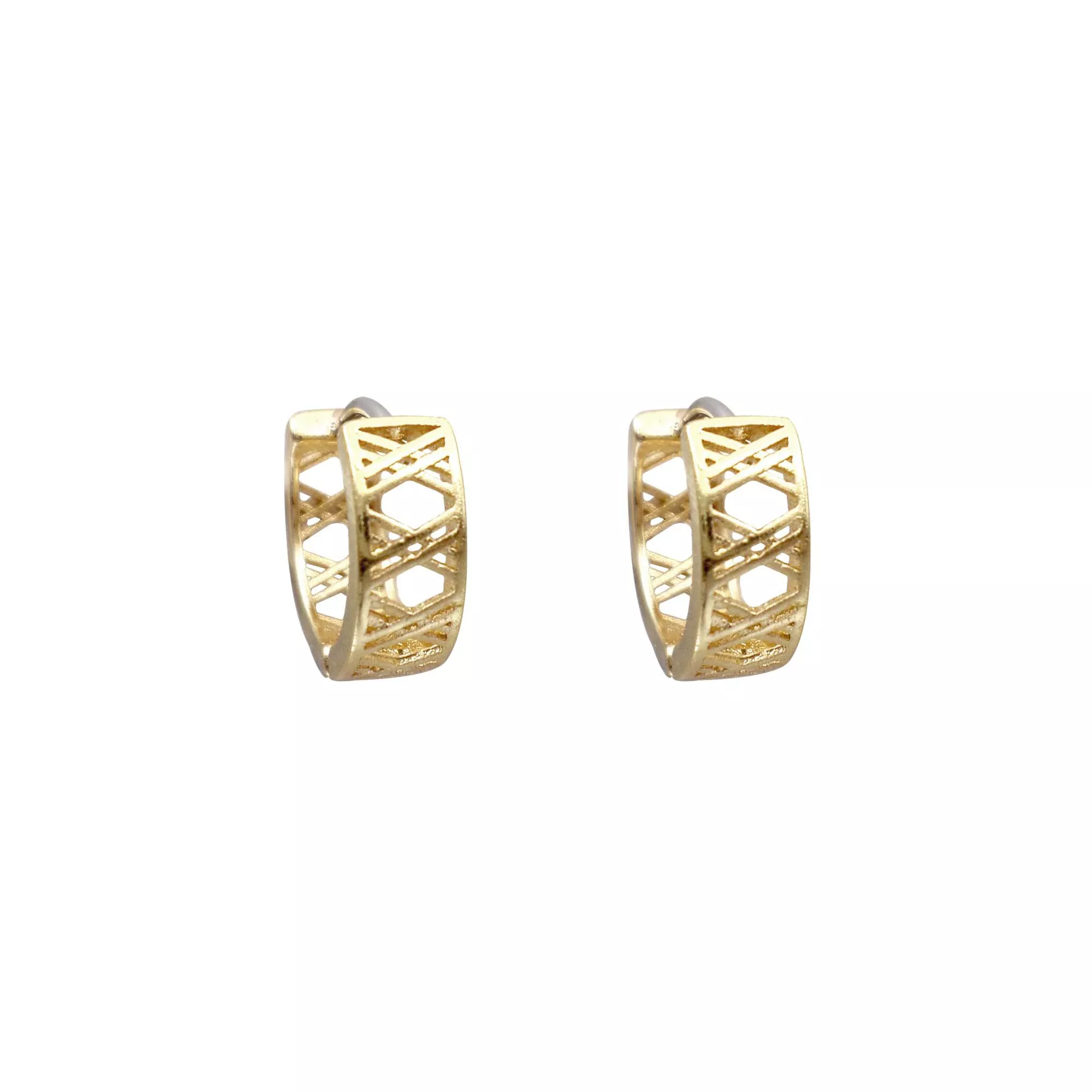 Gold-Tone Crisscross Huggie Hoop Earrings - 18 Gauge