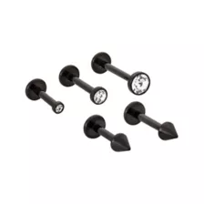 Multi-Pack ASTM F-136 Titanium CZ Spike Black Labret Lip Rings 5 Pack - 16 Gauge at Spencer's