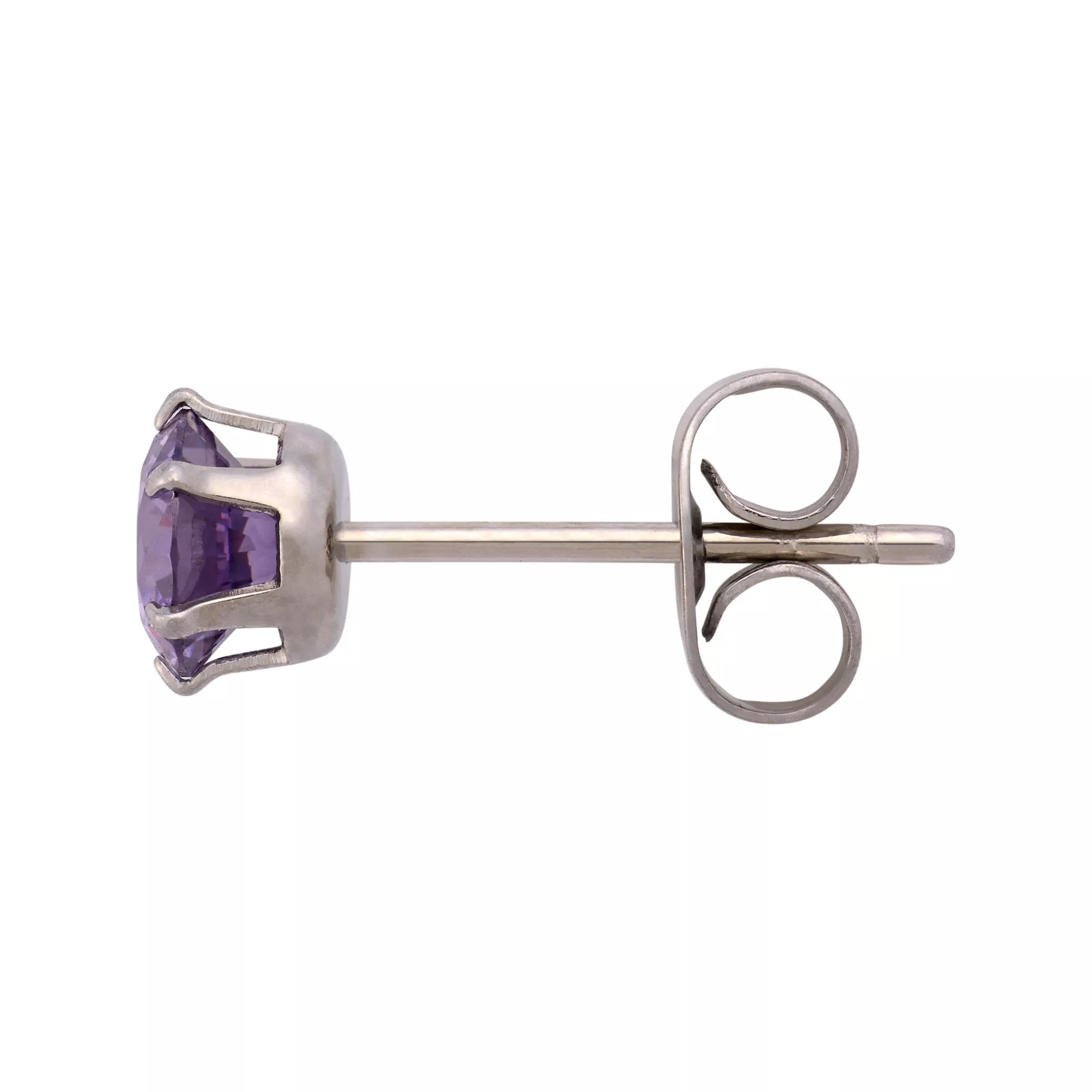 Multi-Pack Purple and Pink CZ Silver-Tone Stud Earrings 6 Pair - 20 Gauge