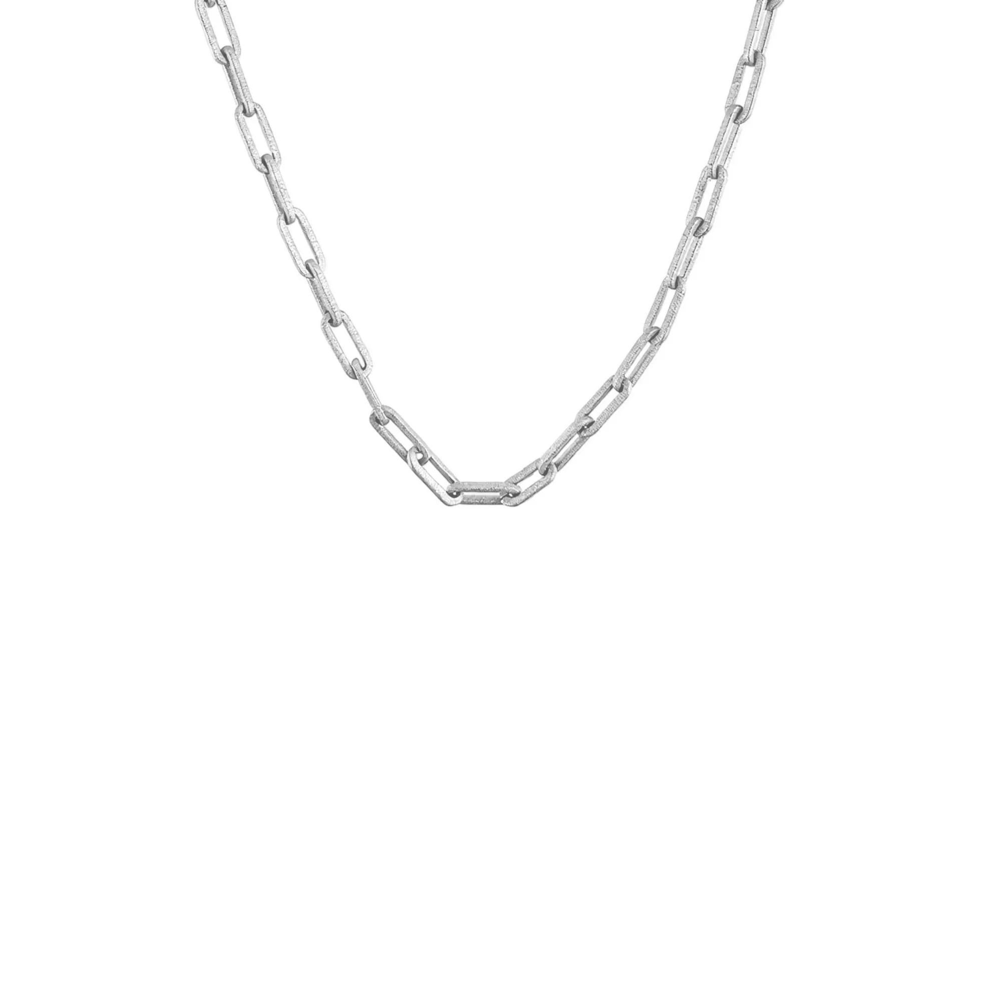 Sandblasted Paperclip Chain Necklace
