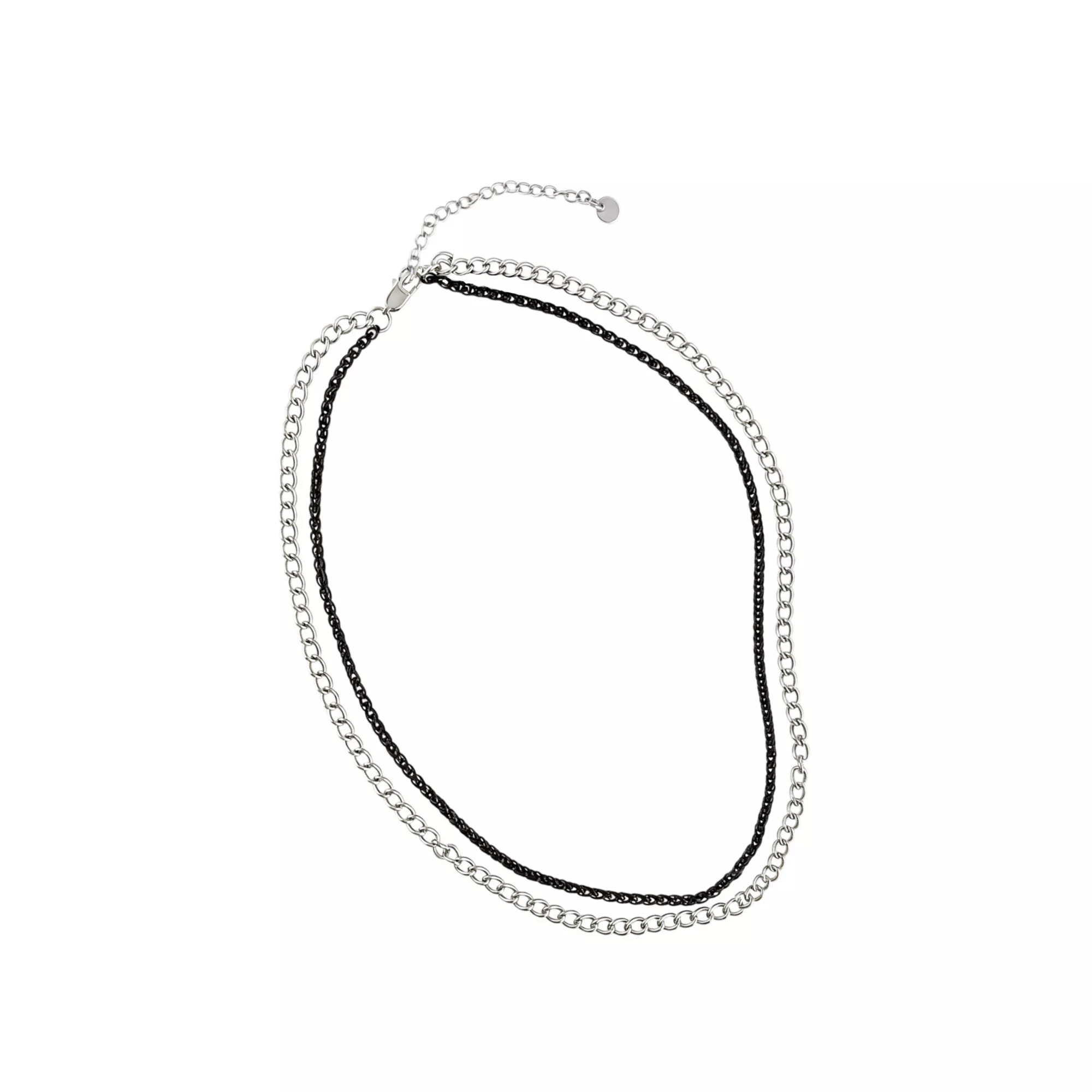 Silver and Black-Tone Layered Necklace