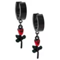 Rose Black Dangle Huggie Hoop Earrings - 18 Gauge at Spencer's
