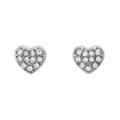 Silver-Tone Crystal Pavé Heart Stud Earrings - 20 Gauge at Spencer's