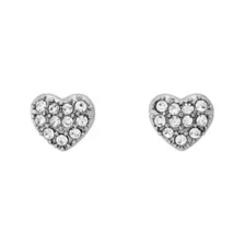 Silver-Tone Crystal Pavé Heart Stud Earrings - 20 Gauge at Spencer's