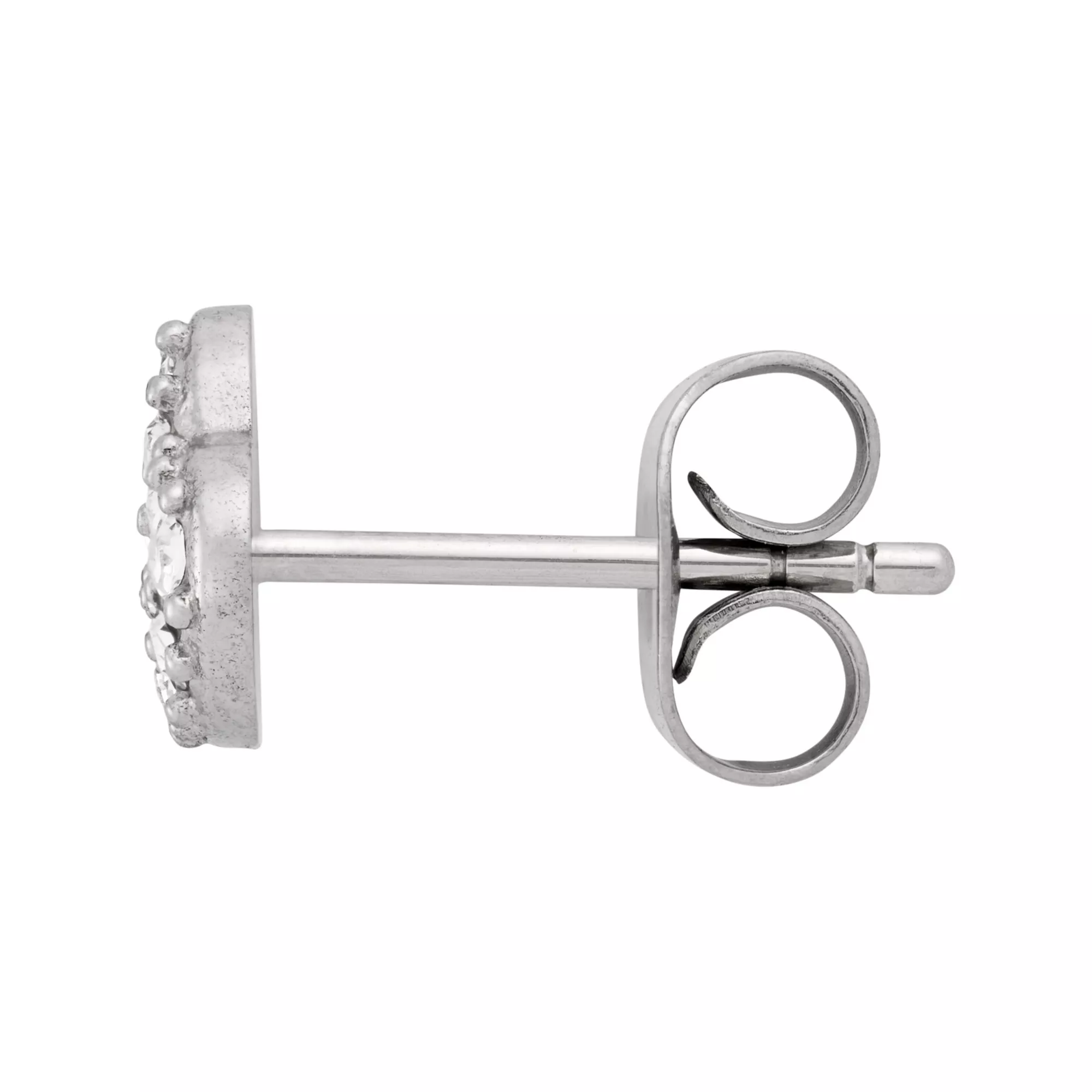 Silver-Tone Crystal Pavé Heart Stud Earrings - 20 Gauge