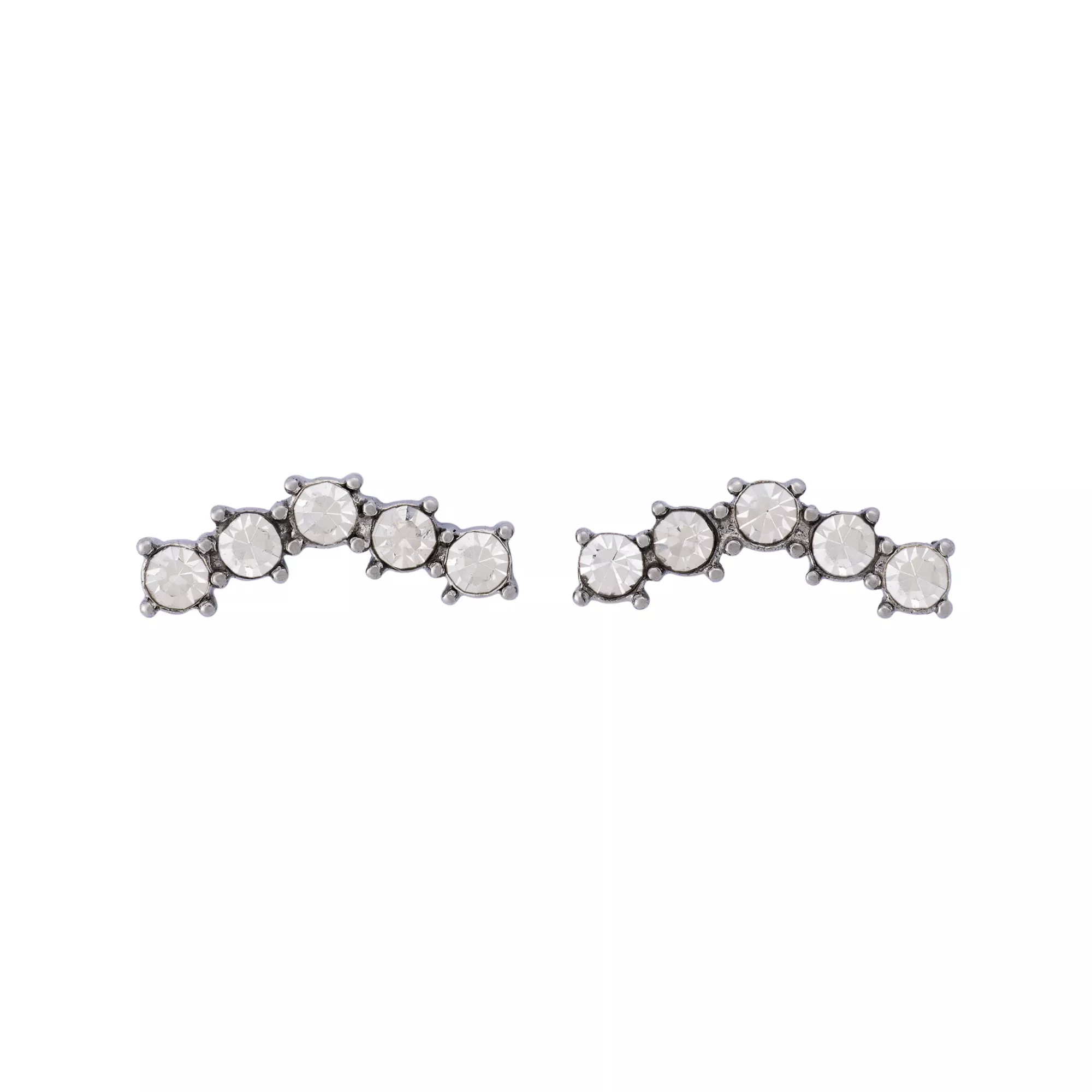 Round CZ Arch Stud Earrings - 20 Gauge