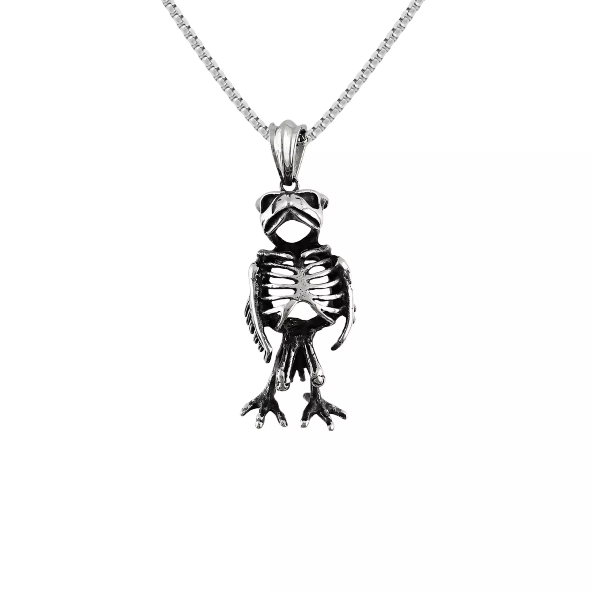 Owl Skeleton Pendant Chain Necklace