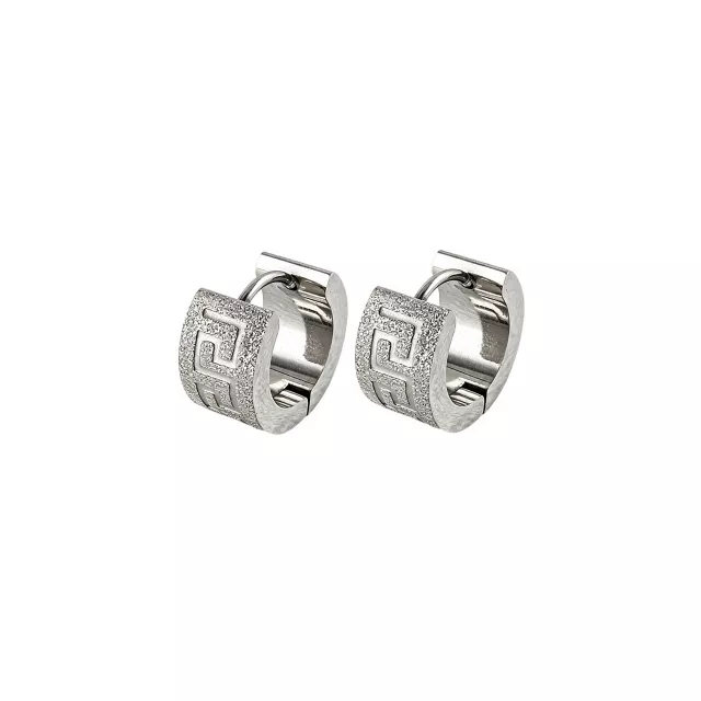 Greek Sandblast Silver-Tone Huggie Hoop Earrings - 18 Gauge at Spencer's