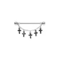 Silver-Toned Black Cross Dangle Chain Industrial Barbell - 14 Gauge at Spencer's